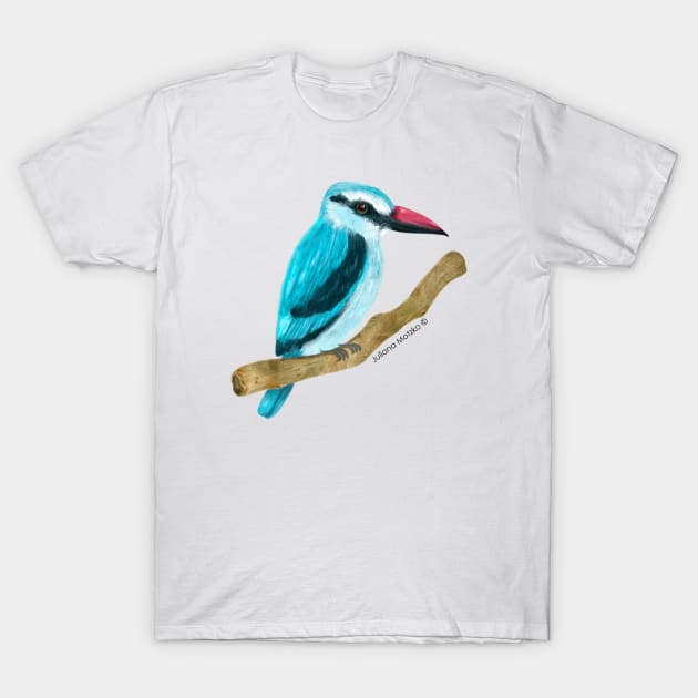 Woodland Kingfisher Bird T-Shirt by julianamotzko